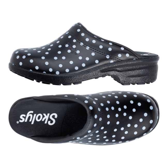 F-720.02 clogs Black + white dots
