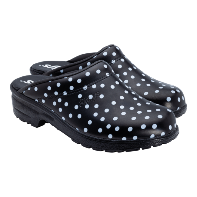 F-720.02 clogs Black + white dots