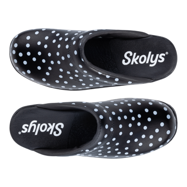 F-720.02 clogs Black + white dots