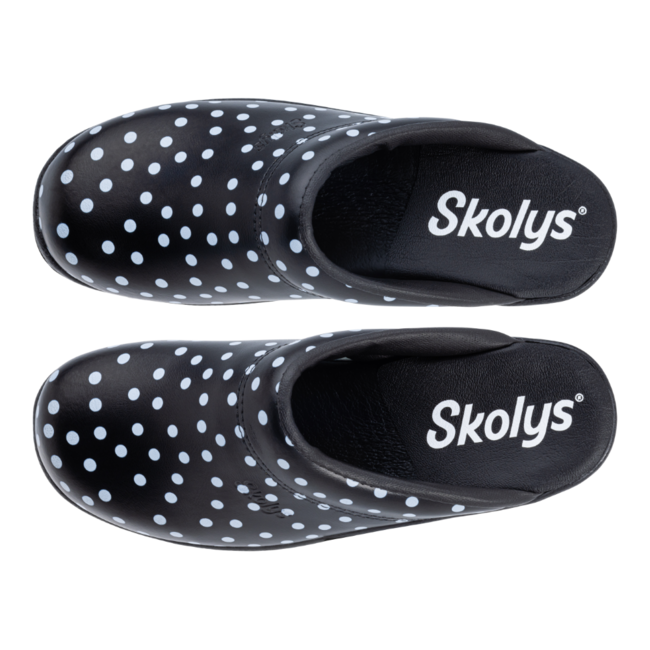 F-720.02 clogs Black + white dots