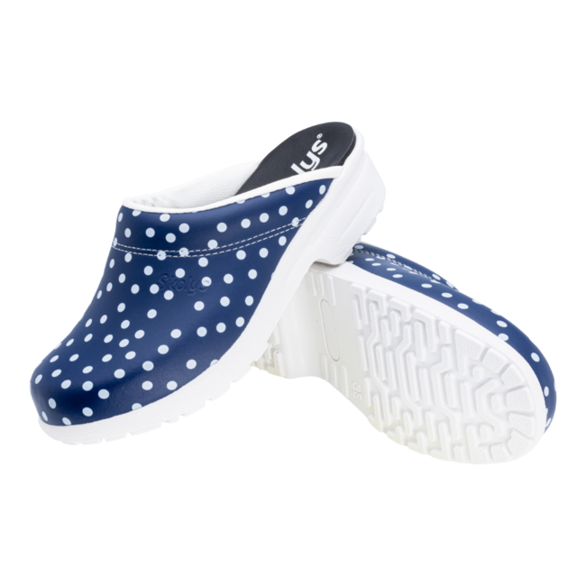 F-720.10 clogs blue + white dots