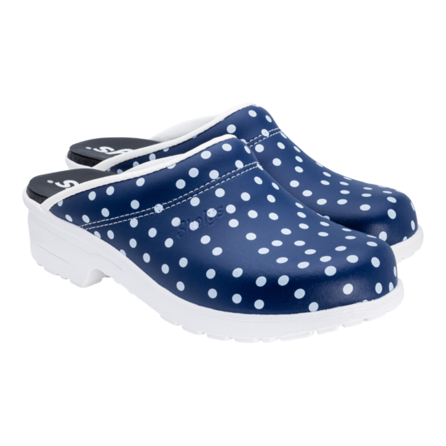 F-720.10 clogs blue + white dots