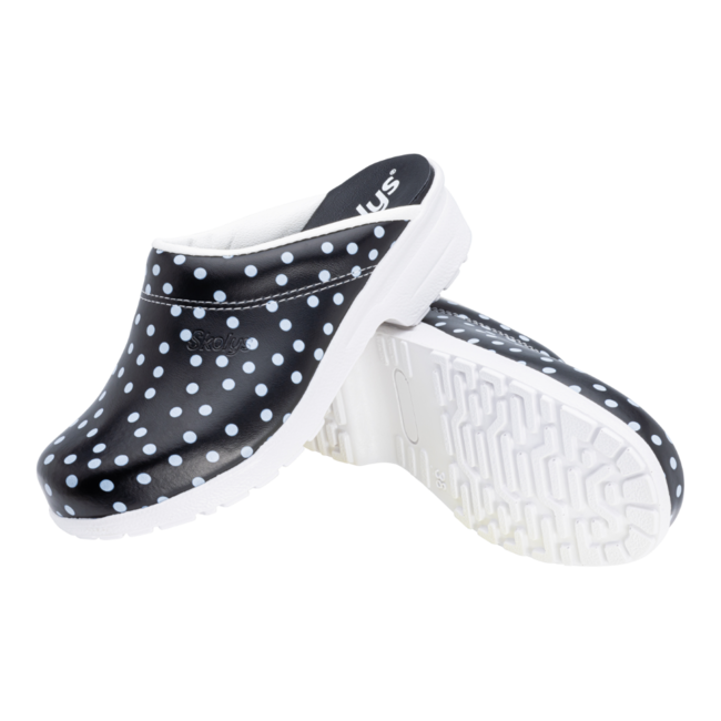 F-720.08 clogs Black + white dots + white