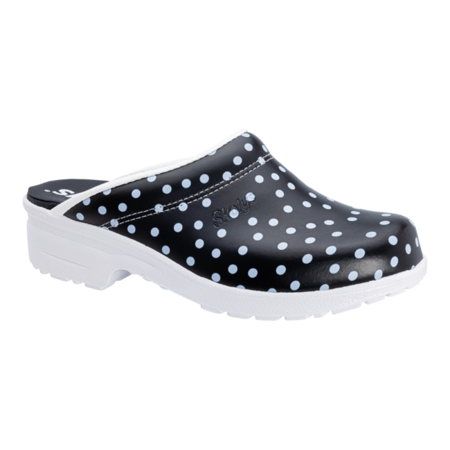 F-720.08 clogs Black + white dots + white