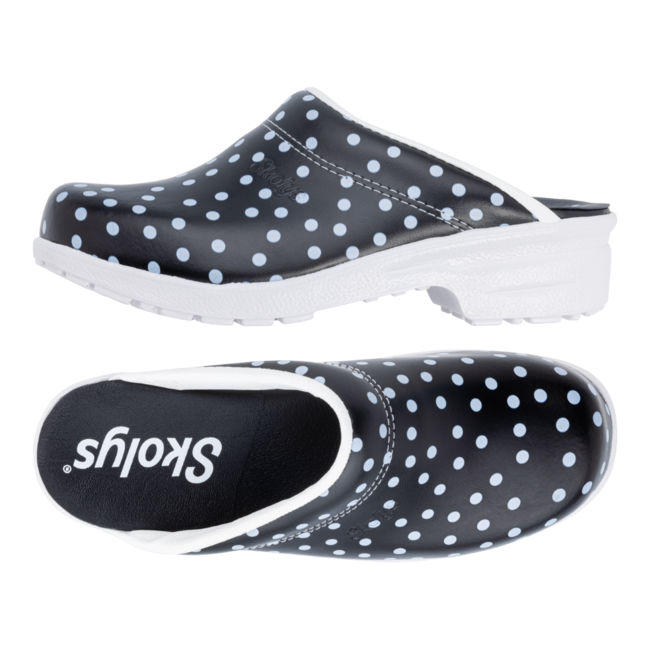 F-720.08 clogs Black + white dots + white
