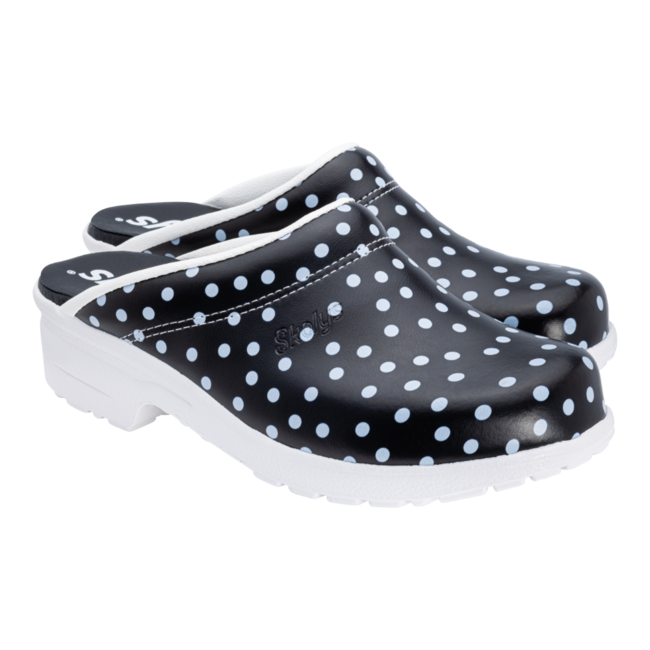 F-720.08 clogs Black + white dots + white
