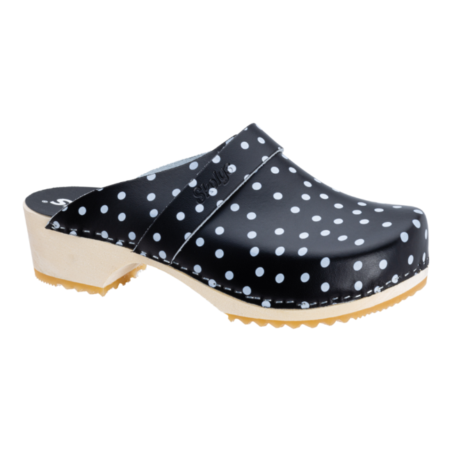 W-320.02 klompen Zwart + witte stippen