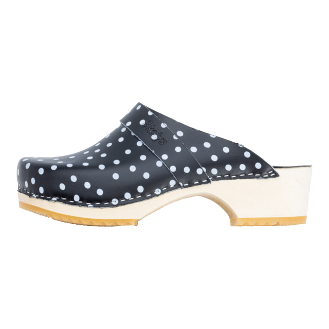 W-320.02 clogs Black + White dots