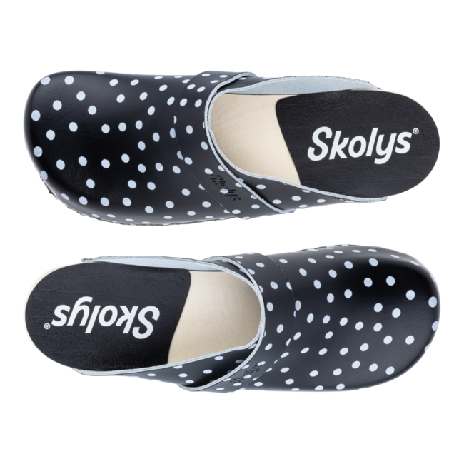 W-320.02 clogs Black + White dots