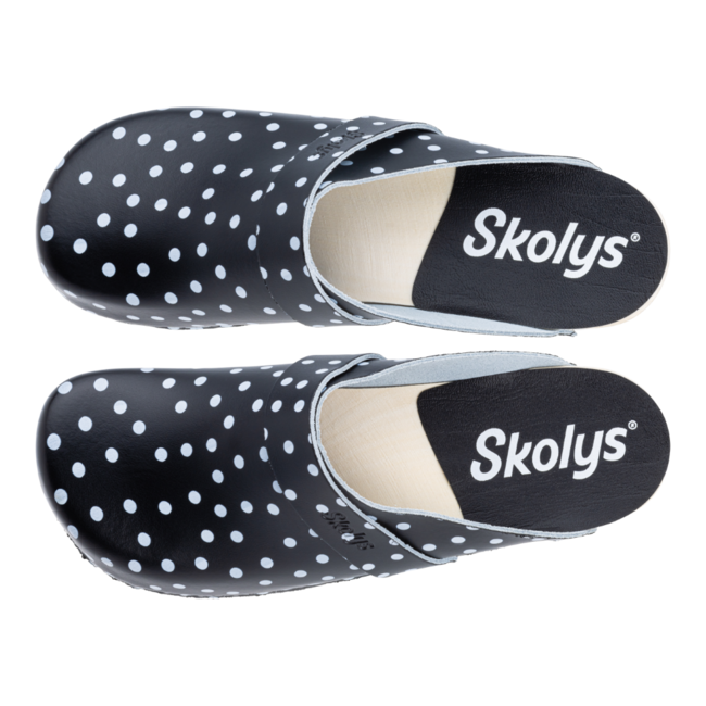 W-320.02 klompen Zwart + witte stippen