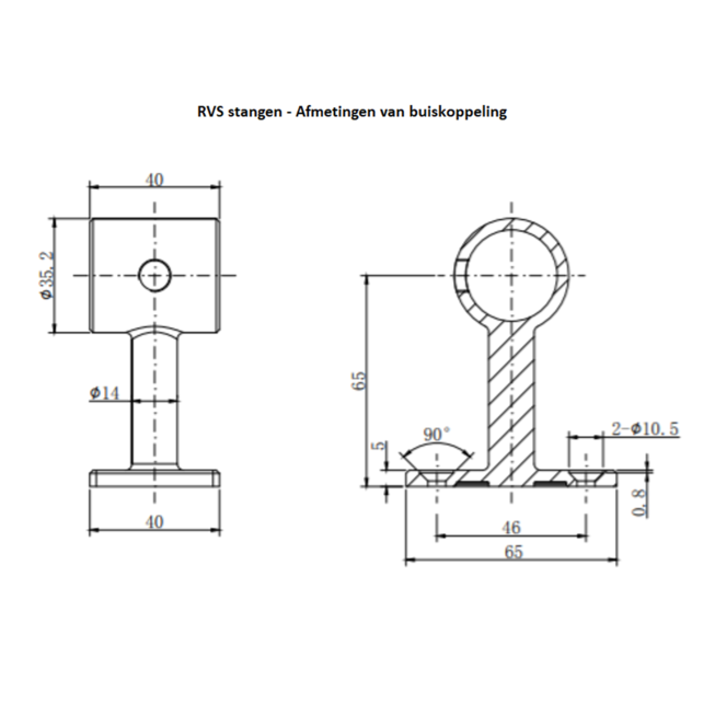 Bevestigingsstang RVS