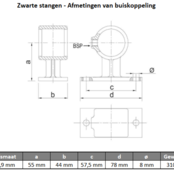 Zwarte bevestigingsstang