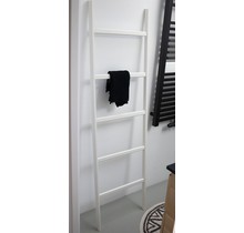 Badkamer ladder eikenhout puur wit gelakt