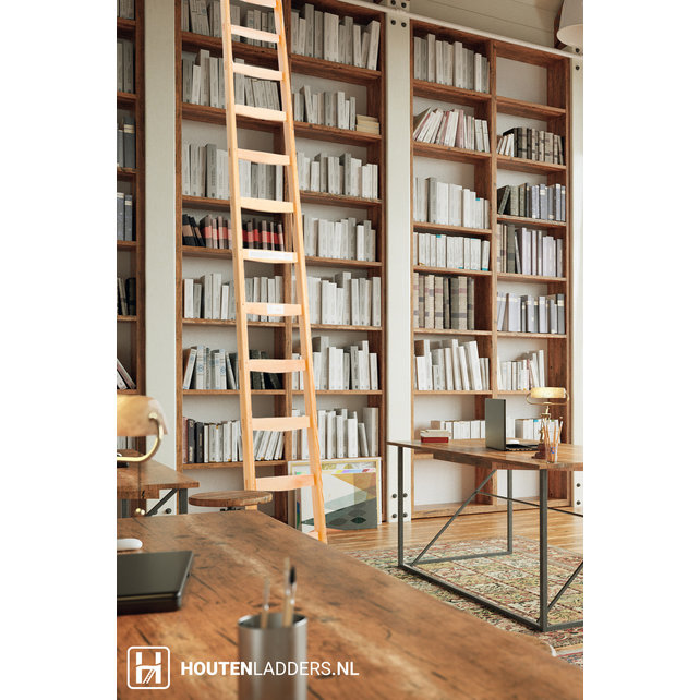 Houten boekenkastladder