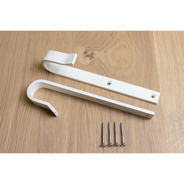 Witte bevestigingshaken set (gepoedercoat) Witte bevestigingshaken set (gepoedercoat)