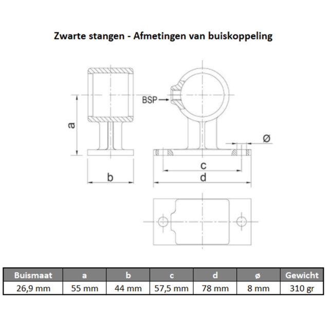 Goudkleurige bevestigingsstang