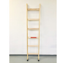 Grenen enkele ladder met rubberen voet