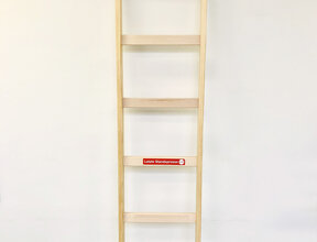 Grenen enkele ladder met rubberen voet