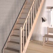 Tradi Eco trap recht eikenhout met leuning - 80 cm Bouwpakket