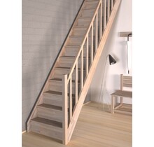 Tradi Eco trap recht eikenhout met leuning - 80 cm Bouwpakket