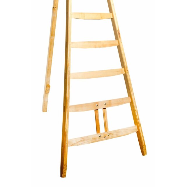 Houten plukladder (driepootladder, fruitladder, of snoeiladder)
