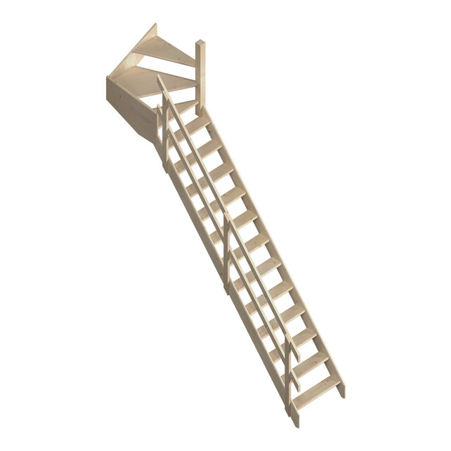 Cottage Junior vaste trap Kwartslag vurenhout - 65 cm breed