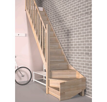 Tradi Eco vaste trap kwartslag links/rechts eikenhout - 80 cm breed