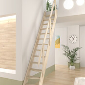 Kyoto vaste ruimtebesparende trap met leuning vurenhout - 54 cm breed