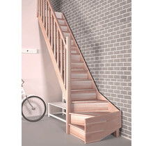 Tradi Eco vaste trap kwartslag links/rechts beukenhout - 80 cm breed