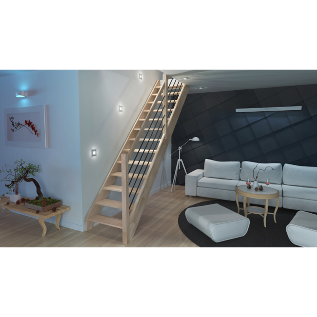 Milan rechte en brede trap eikenhouten - 80 cm