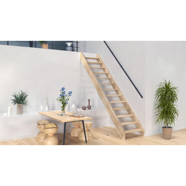 Milan rechte en brede trap eikenhouten