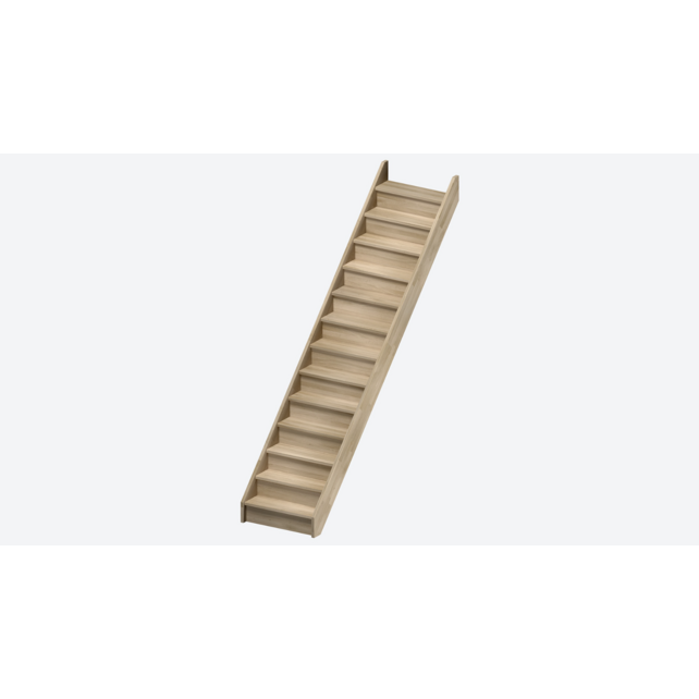 Milan rechte en brede trap eikenhouten