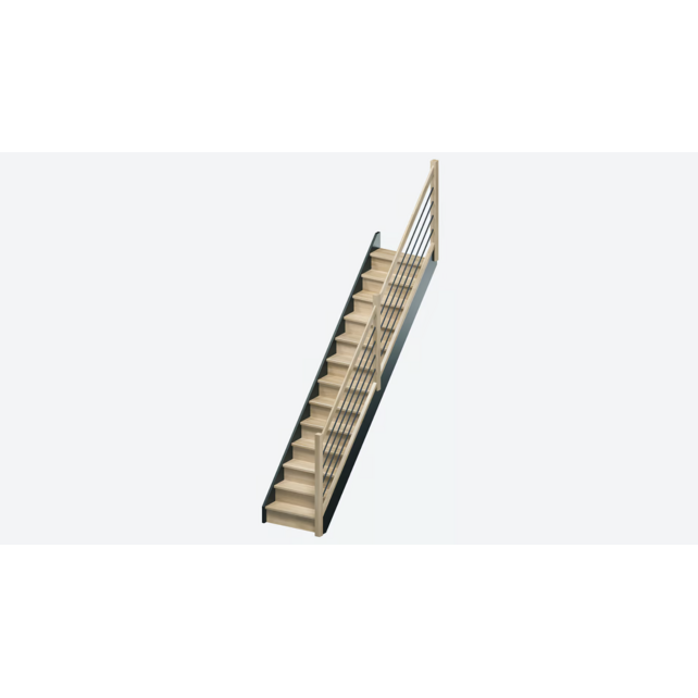 Liverpool rechte en brede trap eikenhout - 80 cm