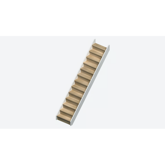 Helsinki rechte en brede trap eikenhout - 80 cm