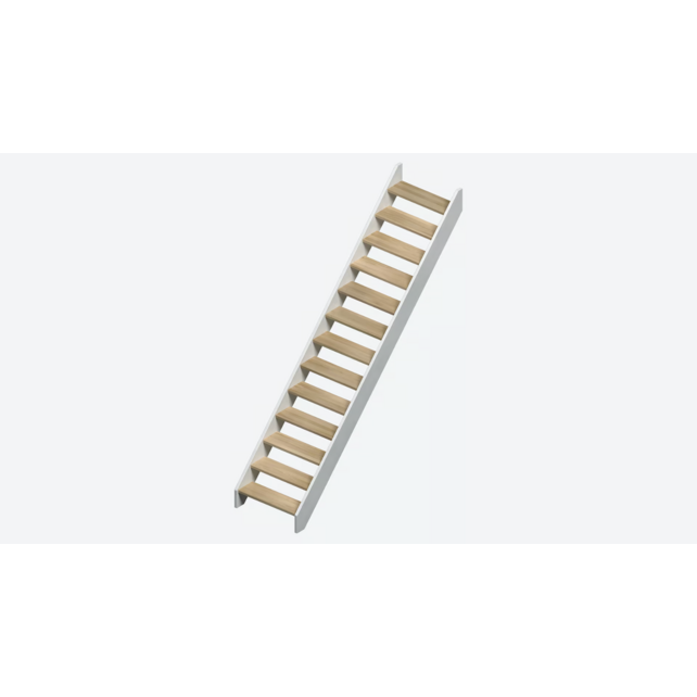 Helsinki rechte en brede trap eikenhout - 80 cm