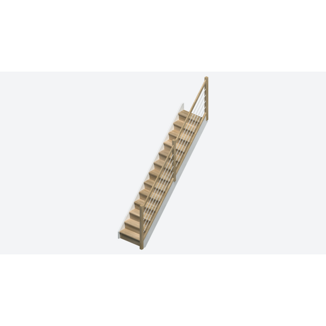 Helsinki rechte en brede trap eikenhout - 80 cm