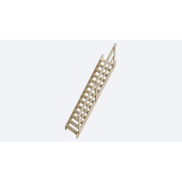 Cottage Large vaste trap recht vurenhout - 80 cm breed - 300 cm hoog