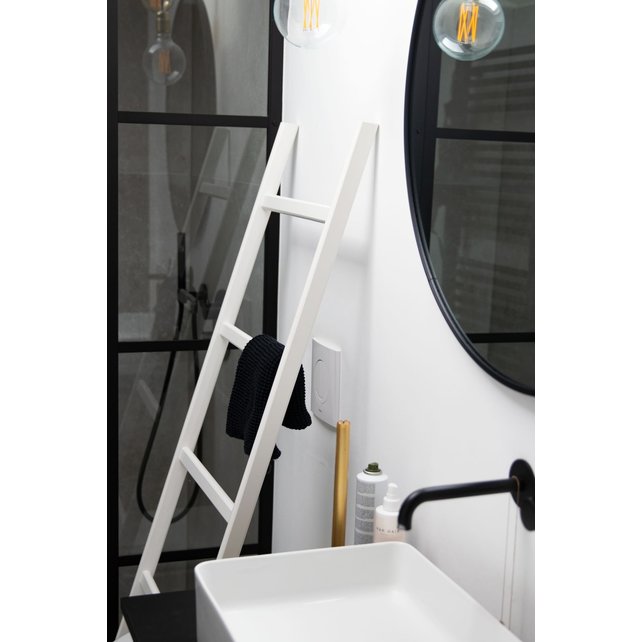 Échelle de salle de bains en chêne laqué blanc pur