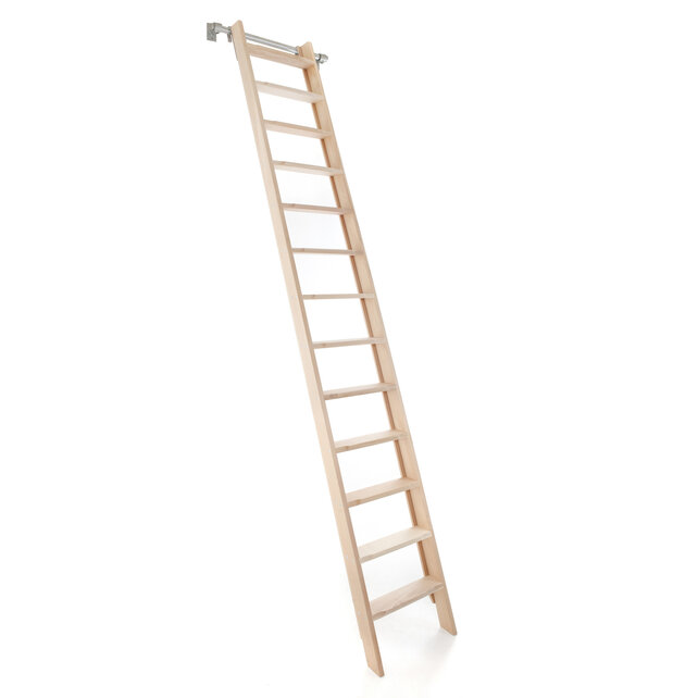 Escalier de bibliothèque en hêtre (étuvé)