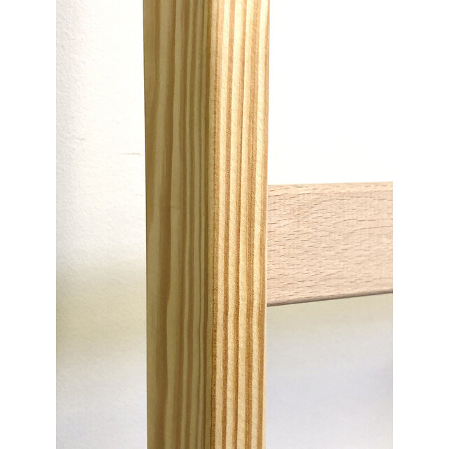 Échelle simple en pin avec base en caoutchouc