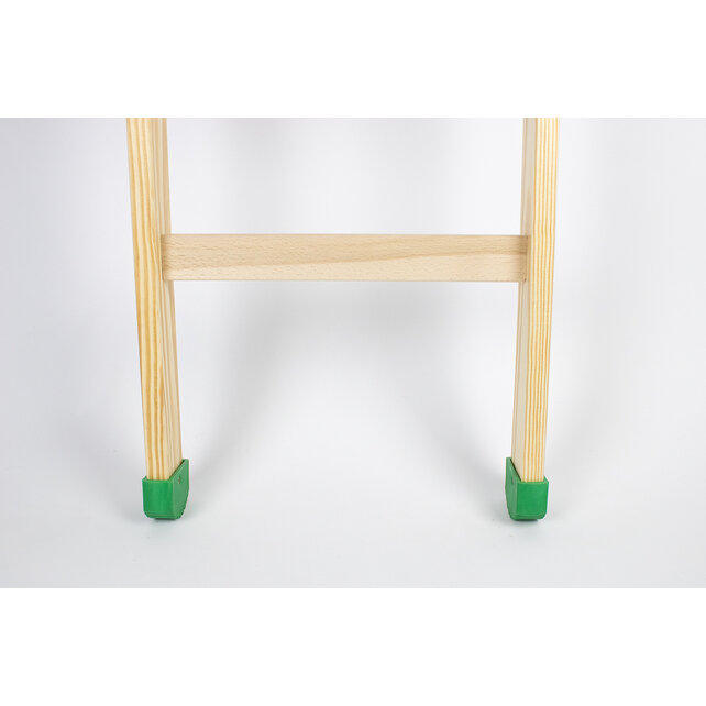 Échelle simple en pin avec base en caoutchouc