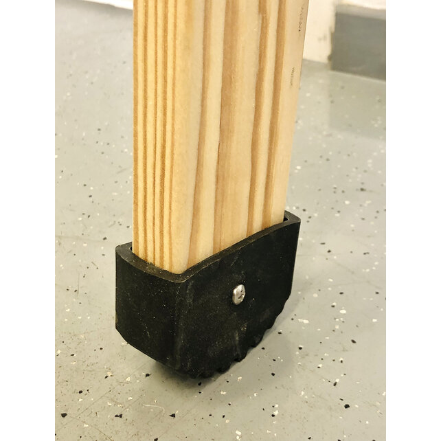 Échelle simple en pin avec base en caoutchouc