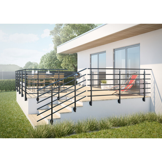 Ensemble de balustrades en aluminium noir pur RAL9005