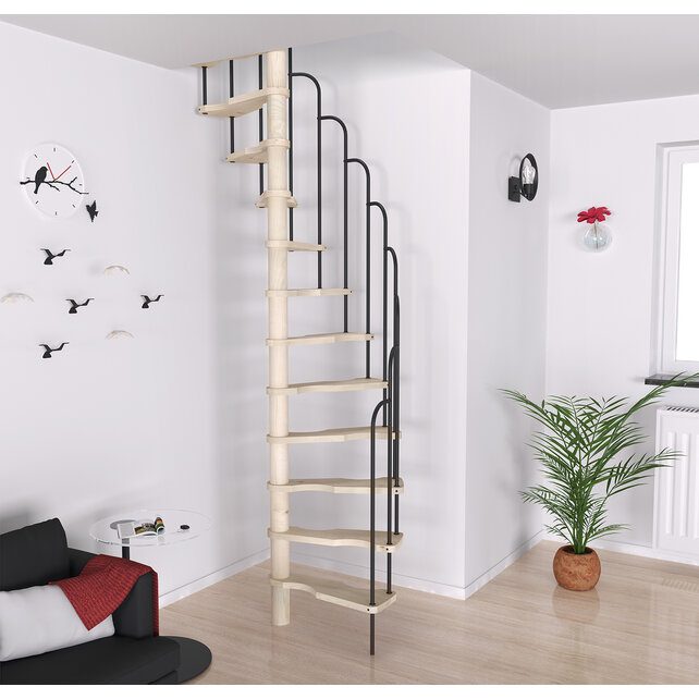Escalier fixe à faible encombrement Saturne 60x120 cm/70x140 cm de large - noir