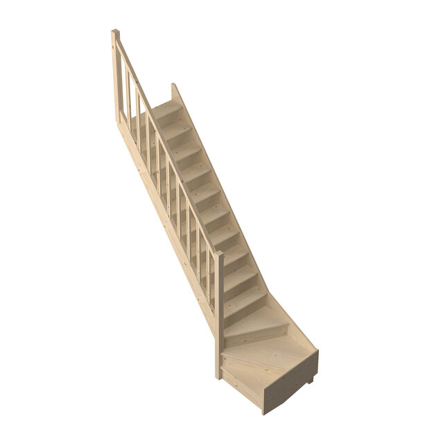 Escalier fixe Tradi Eco quart tournant gauche/droite épicéa - largeur 80 cm