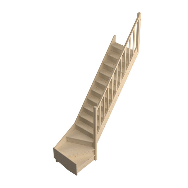Escalier fixe Tradi Eco quart tournant gauche/droite épicéa - largeur 80 cm