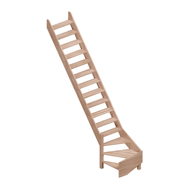 Escalier fixe Alsace quart tournant gauche/droite/les deux en hêtre - Alsace 70 cm de large