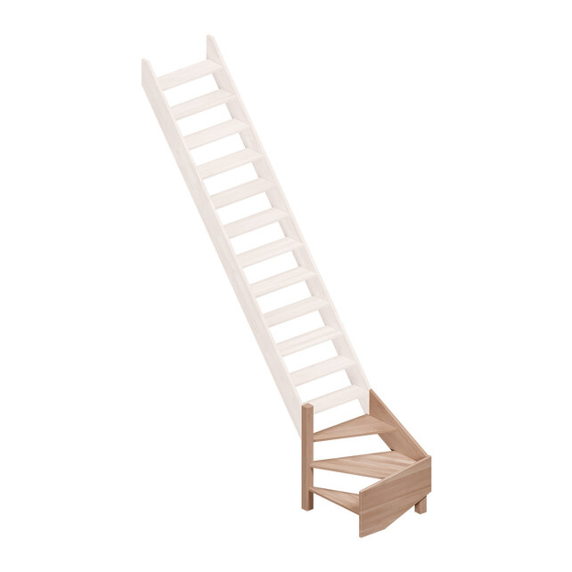 Escalier fixe Alsace quart tournant gauche/droite/les deux en hêtre - Alsace 70 cm de large