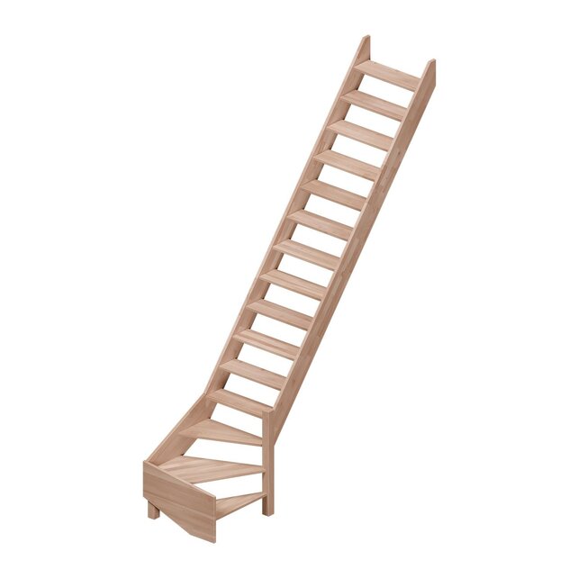 Escalier fixe Alsace quart tournant gauche/droite/les deux en hêtre - Alsace 70 cm de large