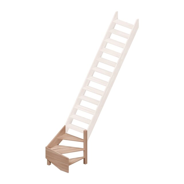 Escalier fixe Alsace quart tournant gauche/droite/les deux en hêtre - Alsace 70 cm de large